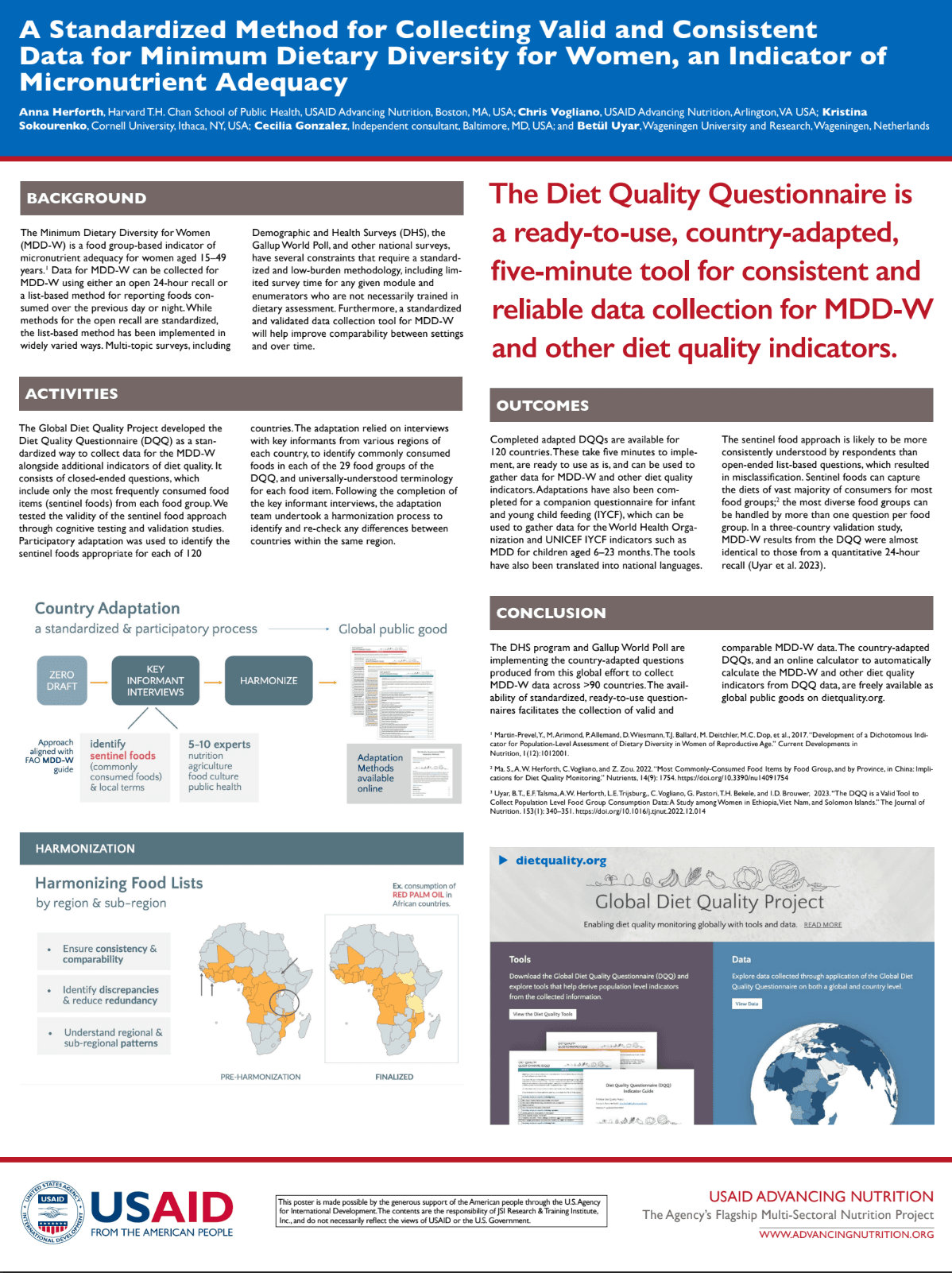 A Standardized Method for Collecting Valid and Consistent Data for Minimum Dietary Diversity for Women (MDD-W), an Indicator of Micronutrient Adequacy
